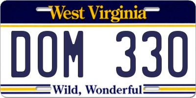 WV license plate DOM330