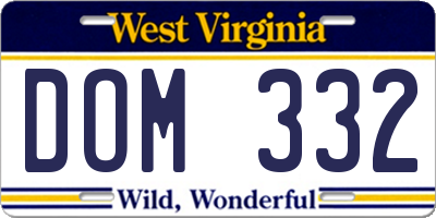WV license plate DOM332
