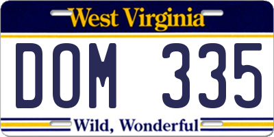 WV license plate DOM335
