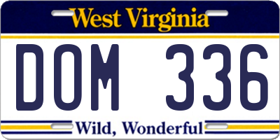 WV license plate DOM336