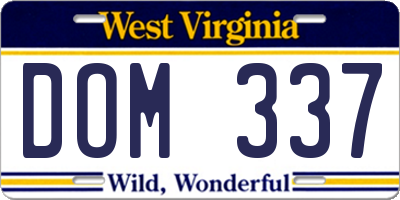 WV license plate DOM337