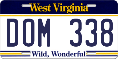 WV license plate DOM338