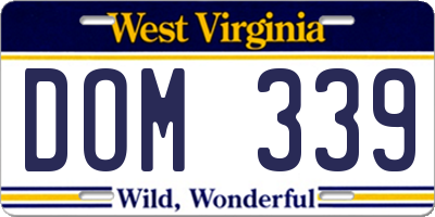 WV license plate DOM339