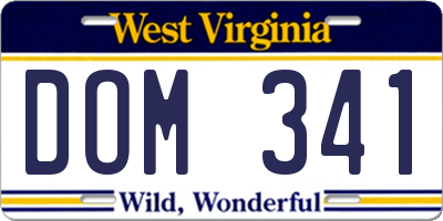 WV license plate DOM341