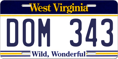 WV license plate DOM343