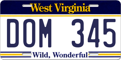 WV license plate DOM345