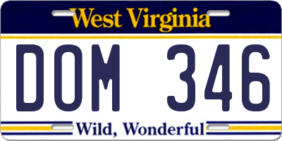 WV license plate DOM346