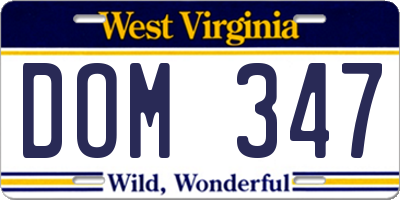 WV license plate DOM347