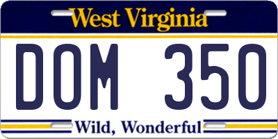 WV license plate DOM350