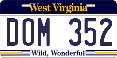 WV license plate DOM352