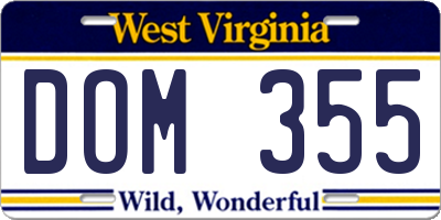 WV license plate DOM355