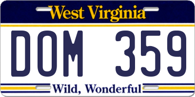 WV license plate DOM359