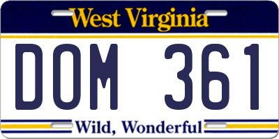 WV license plate DOM361