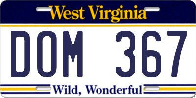 WV license plate DOM367