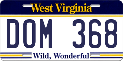 WV license plate DOM368