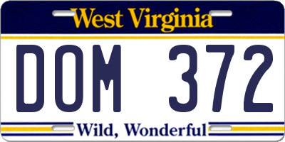 WV license plate DOM372