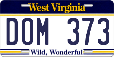 WV license plate DOM373