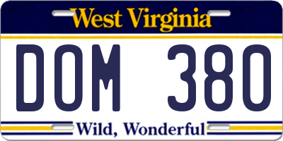 WV license plate DOM380