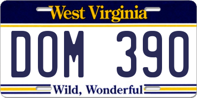 WV license plate DOM390