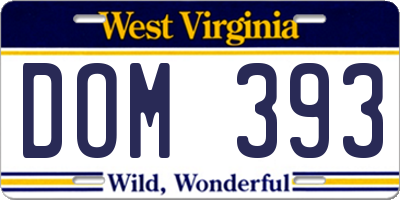 WV license plate DOM393