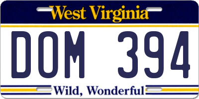 WV license plate DOM394