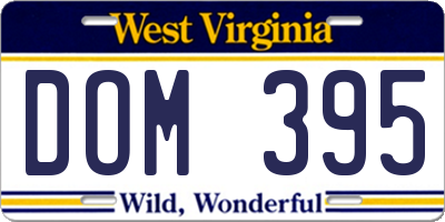 WV license plate DOM395