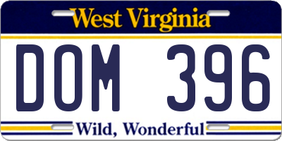WV license plate DOM396
