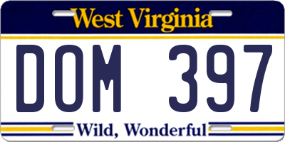 WV license plate DOM397