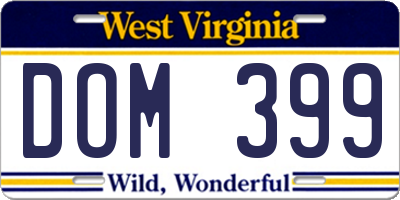 WV license plate DOM399