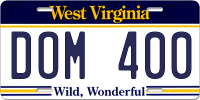 WV license plate DOM400