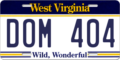 WV license plate DOM404