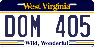 WV license plate DOM405