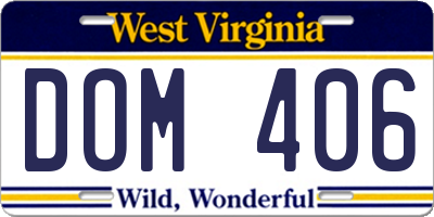 WV license plate DOM406