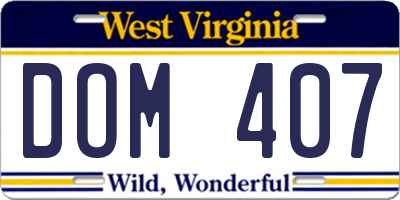 WV license plate DOM407