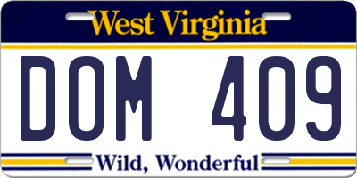 WV license plate DOM409