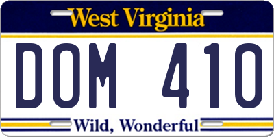 WV license plate DOM410