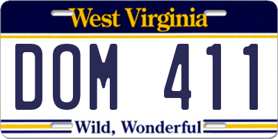 WV license plate DOM411