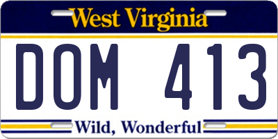 WV license plate DOM413
