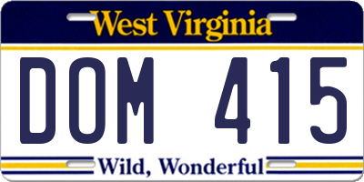 WV license plate DOM415