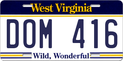 WV license plate DOM416