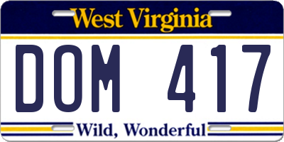 WV license plate DOM417