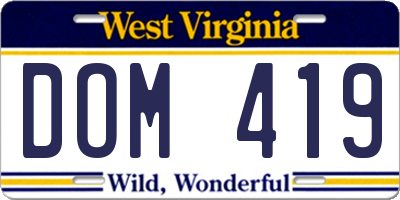 WV license plate DOM419