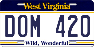 WV license plate DOM420