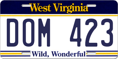 WV license plate DOM423