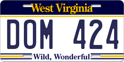 WV license plate DOM424