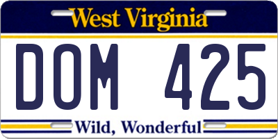 WV license plate DOM425