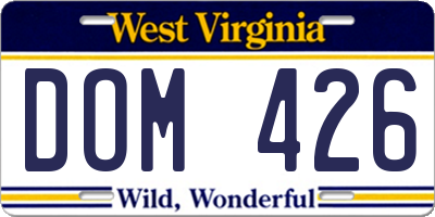 WV license plate DOM426
