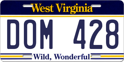 WV license plate DOM428