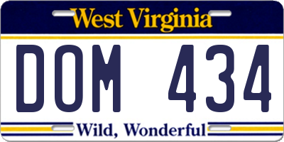WV license plate DOM434