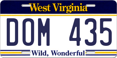 WV license plate DOM435